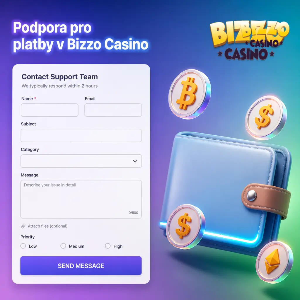 Podpora pro platby v Bizzo Casino – live chat 24/7, e-mail a sekce časté dotazy k vkladům a výběrům