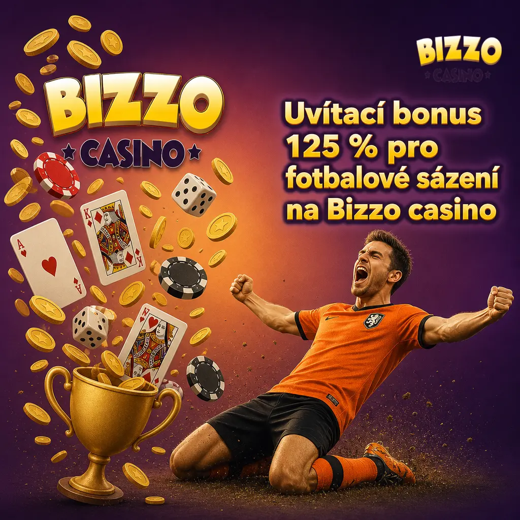 Uvítací bonus 125 % až 31 250 CZK + 125 zatočení zdarma na fotbalové sázení v Bizzo casino